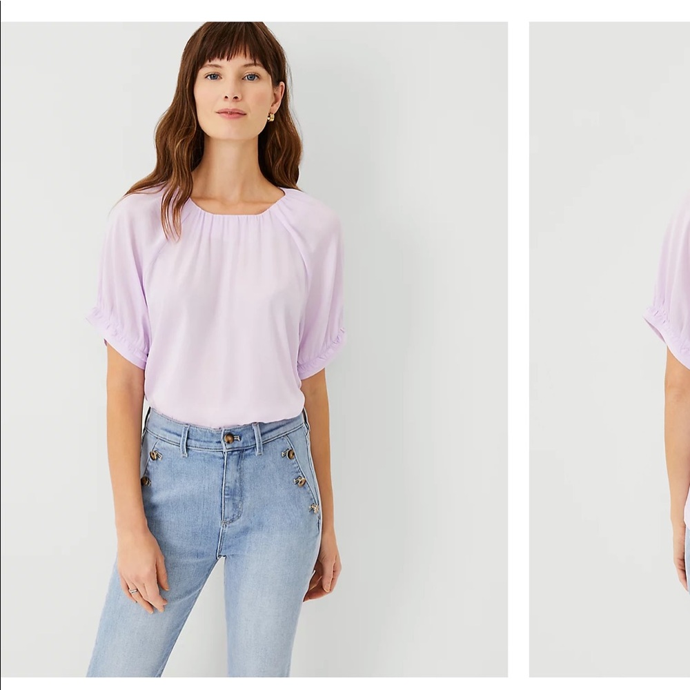 NWT Ann Taylor Ruffle Puff Sleeve Blouse
